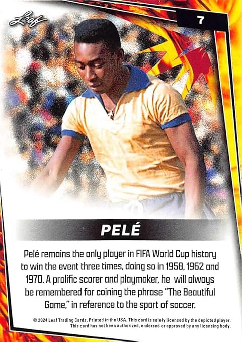 2024 Leaf Soccer Yellow #7 Pele Blaster Exclusive Trading Card in Raw (NM or Better) Condition