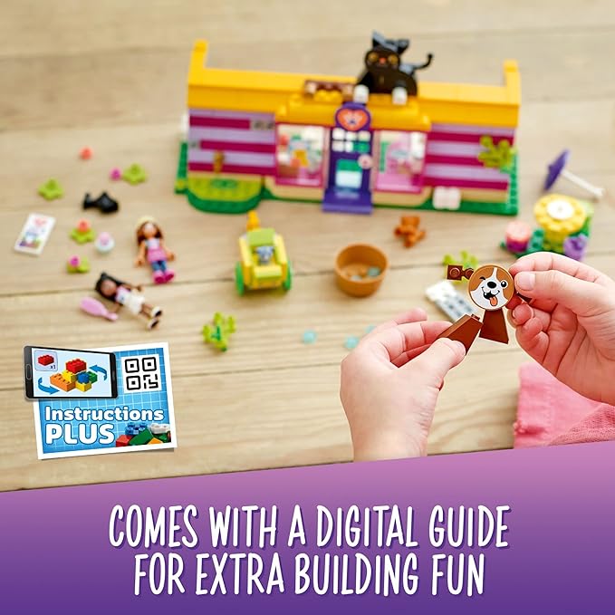 LEGO Friends Pet Adoption Café 41699 Building Toy - Collectible Animal Rescue Set with Olivia &amp Priyanka Mini-Dolls Cat &amp Dog Figures Creative Toys for Boys Girls and Kids Ages 6+