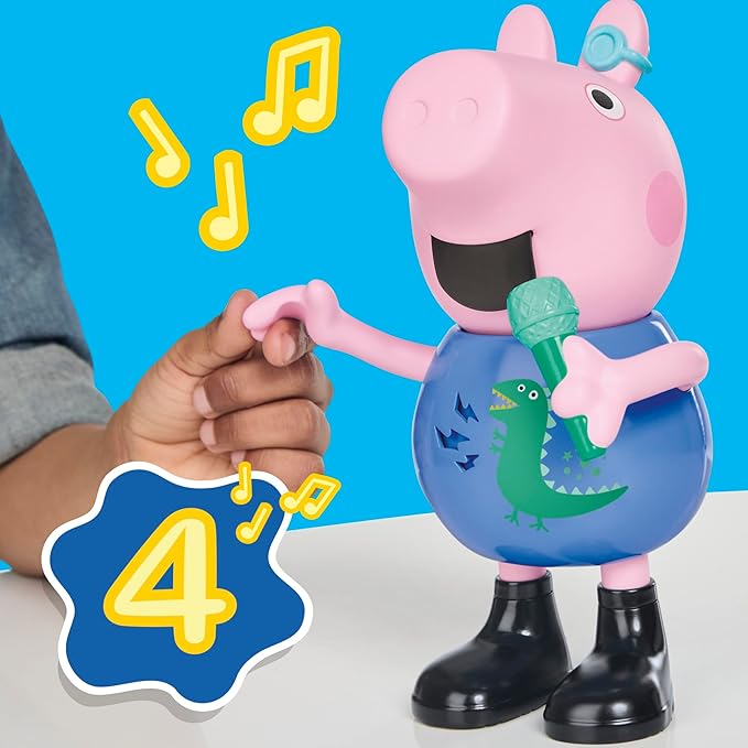 Peppa Pig Joke &amp Sing George 8-Inch Figure Musical Toy with 50+ Sounds and Songs Basket Stuffers Preschool Toys for Girls and Boys Ages 3+