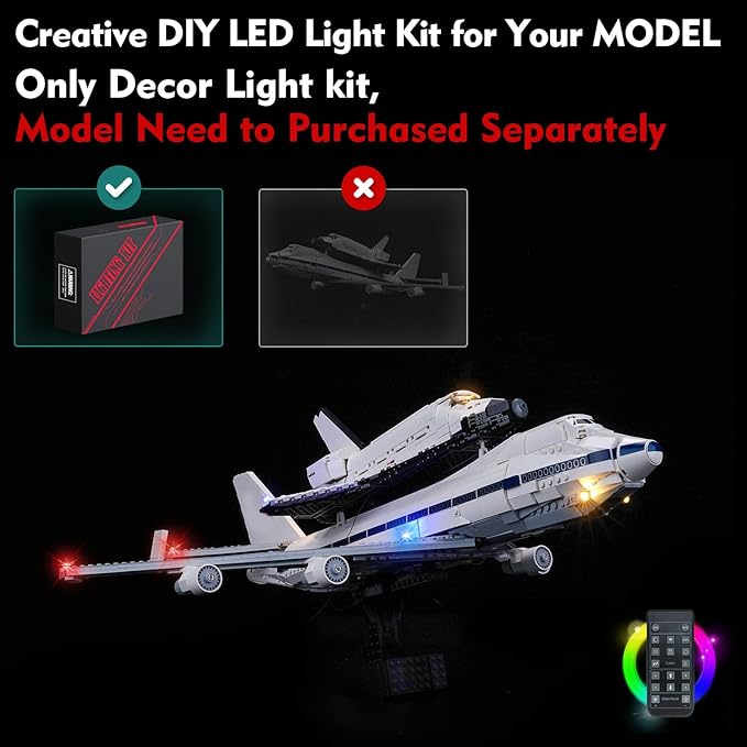 Light kit Compatible with Lego 10360 Shuttle Carrier Aircraft - No Model Only Light LED Lighting Accessories Compatible with Lego Space Shuttle Transportation Aircraft (RC Version)