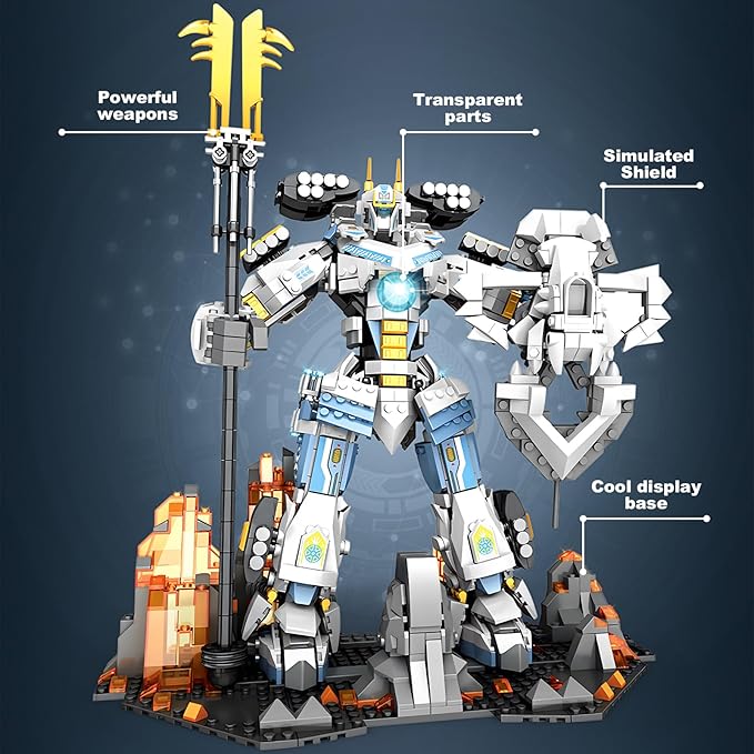 HIGH GODO Samurai Mech Warrior Building Sets Robot with Long Swords Shields Display Base Building Toy Set 1588 Pieces Creative Collectible Ninja Gift Set for Adults Man Teens 14+