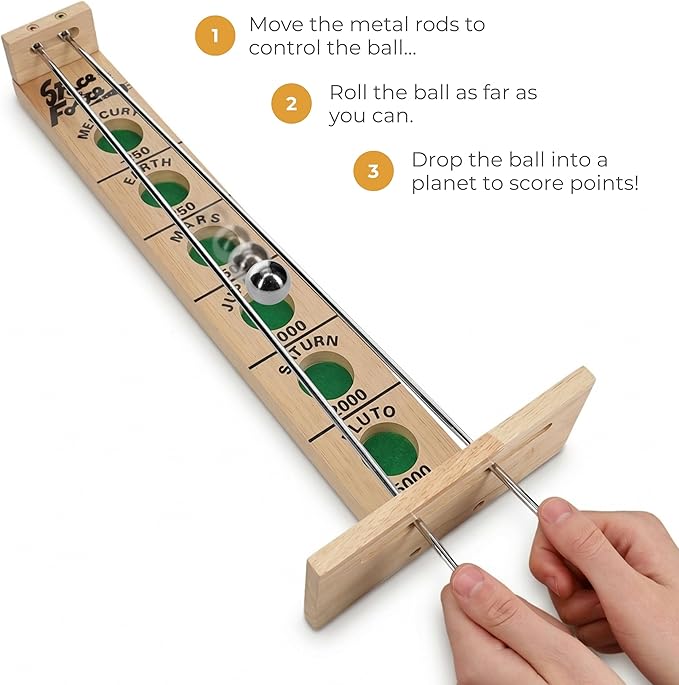 WE Games Shoot the Moon - Classic Solid Wood Rolling Ball Game for Family Fun &amp Skill Building Enhances Social Skills Patience &amp Perseverance