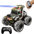 Dual Remote Control RC Car with Magic Gesture Wristband &amp 40+ Min Play 1:18 Fully Submersible Waterproof All Terrain 4WD Monster Truck Amphibious Toy Crawler Gift for Boys Girls Ages 6-12-Green