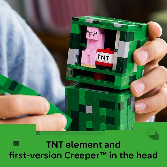 LEGO Minecraft The Creeper Kids Building Toy - Minecraft Toy for Boys &amp Girls Ages 10+ - Room Decor for Gamers w/ 1st Version Creeper Minifigure - Gift for Birthdays - 21276