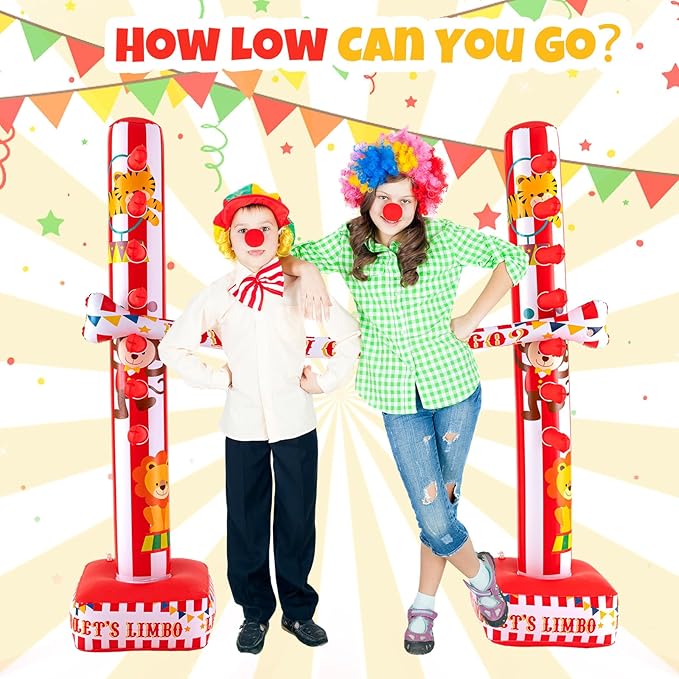 Threan Circus Inflatable Limbo Game for Kids Adults Toddlers Carnival Theme Party Enhance Family Bonding for Indoor Outdoor Birthday Picnic Pool