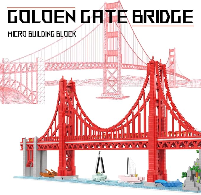 Golden Gate Bridge Micro Building Blocks Set （3800 Pieces）Landmark Architecture Gift for Adult and Kid