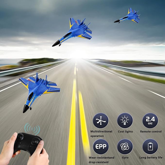 RC AirplaneGlider Aircraft.for Foam Remote Control Planes for Adults Beginners360° Flip Easy to Fly (Blue)