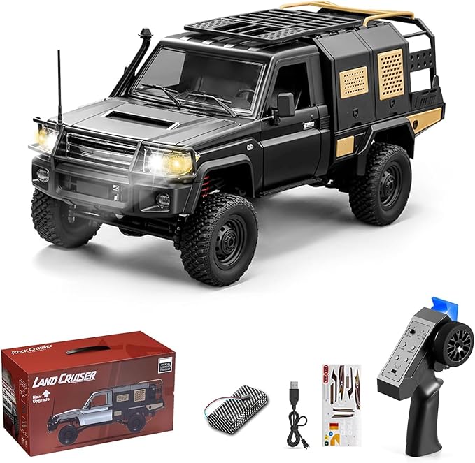1/12 Scale RC Crawler MN-82S Remote Control Car 2.4GHz 4WD Off Road Rock Crawler Vehicle with Lights DIY Land Cruiser Pickup Truck Toy for Adults