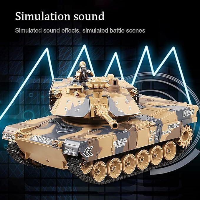fisca 1/18 Remote Control M1A2 RC Tank with 2.4Ghz 15 Channel Smoking - Abrams Main Battle Tank that Military Toy for Kids and Adults