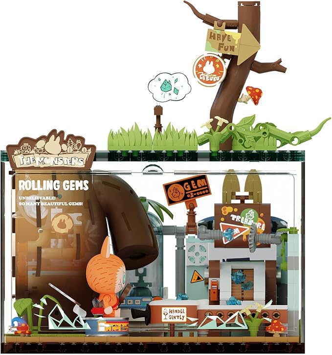 The Monsters Forest Secret Base Series Blocks-Rolling Gems Labubu Building Toy Set Interactive Building Toy for Kids Boys and Girls