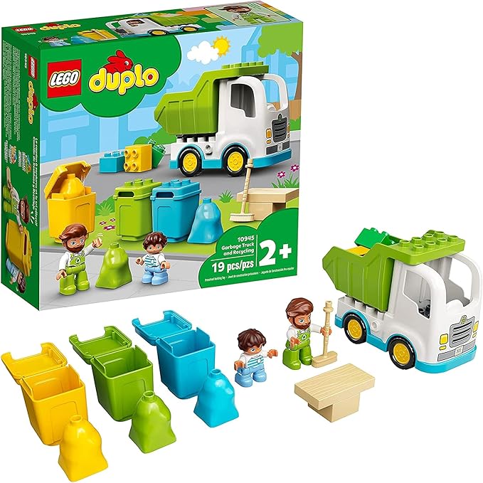 LEGO DUPLO Town Garbage Truck and Recycling 10945 Educational Building Toy Recycling Truck for Toddlers and Kids New 2021 (19 Pieces)