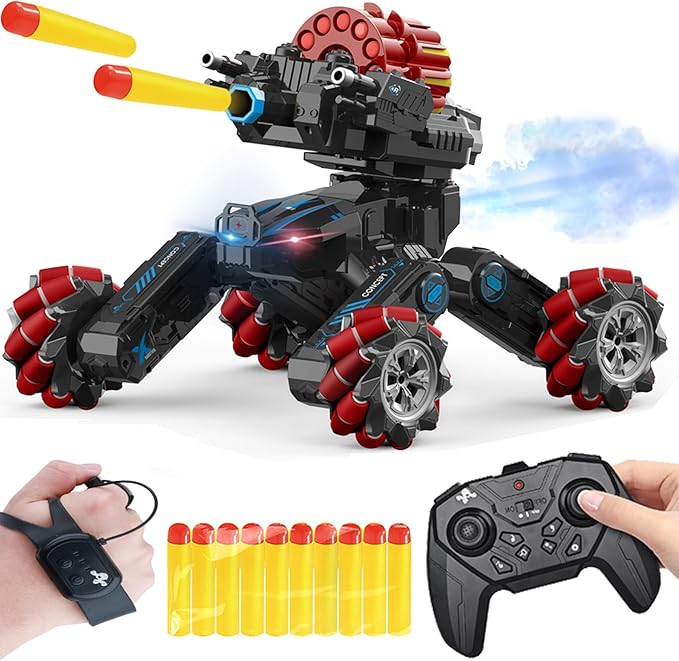 RC Cars-Best Gifts for Boys Age 8-12Big Size DIY Hand Controlled Gesture Sensing Stunt Remote Control Battle Tank Car with Soft BulletsBirthday Presents for Kids 7 8 9 10 11 Year Old