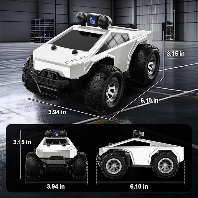 RC Cars with Camera Remote Control Truck with 720P HD FPV Camera All-Terrain Remote Control Car with Body Light Rechargeable Battery 1:28 RC Car Vehicle Toy Gifts for Adults Kids Boys Girls