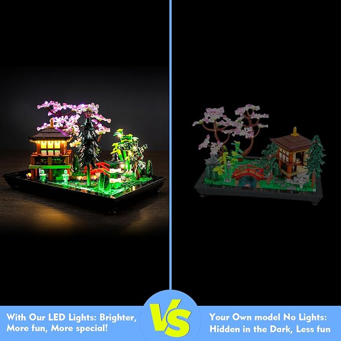LED Light Kit Compatible with Lego Tranquil Garden 10315 Zen Garden DIY Lighting Set Compatible with Lego Japanese Architecture 10315 Building Set (Lights Only No Models)