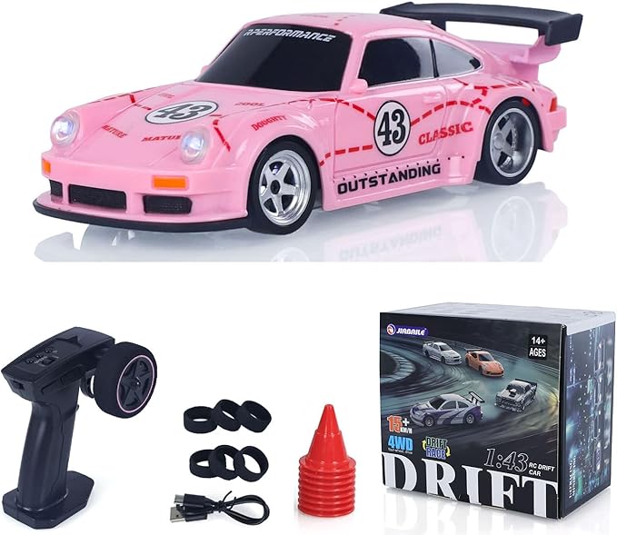 TOUCAN RC HOBBY 1/43 2.4G Radio Control Drift Car Racing Vehicles High Speed 15KM/H 4WD Mini Car Model Battery Lights RTR Gift for Ages 14+