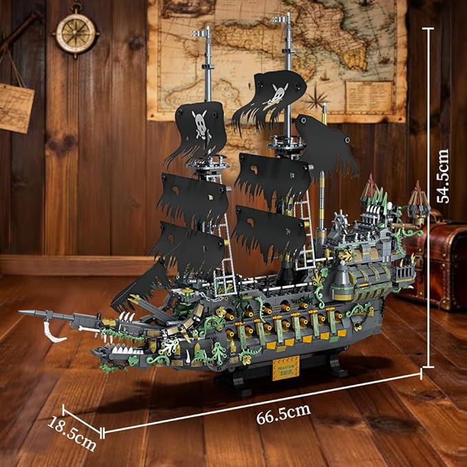 39107 The Flying Dutchman Pirate Ship Building Kit 2434 PCS Large Pirate Ship Model with Display Stand Detailed Sailing Ship Building Blocks Set for Adults &amp Teens