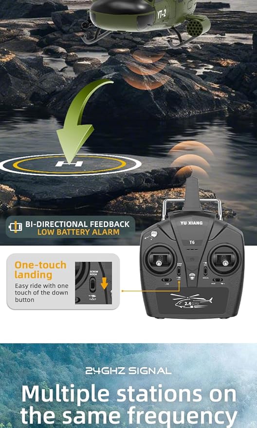 YU Xiang F07 Bell UH-1 Huey RC Helicopter for Adults 1/34 2.4G 6CH Brushless Direct-Drive 3D/6G Flybarless Advanced RTF RC Helicopter with Optical Flow Positioning - 3PCS Battery
