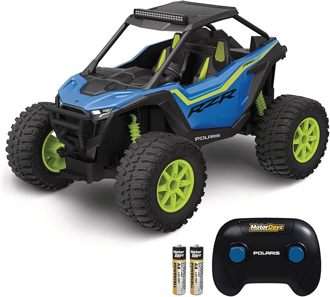 Polaris RZR Remote Control UTV – 1:14 Scale 2WD RC Car Officially Licensed Polaris RZR Full-Function 2.4GHz Radio Control USB Rechargeable Ready to Run Blue