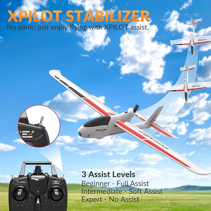 volantexrc RC Glider Plane Ranger600 Stunt 4 CH Remote Control Airplane RTF with 6-Axis Gyro &amp 3 Modes Easy to Fly 2.4GHz Radio Controlled Aircraft for Beginners &amp Adults (White)