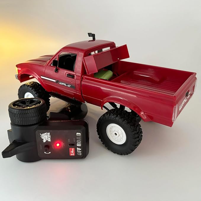 RC Rock Crawler 4x4 WPL C24 RC Truck Off Road RTR 1/16 Scale Remote Control Crawler All Terrain with Proportional Throttle Steering 2.4 GHz Led Light Hobby Toy Adult