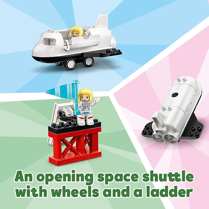 LEGO DUPLO Town Space Shuttle Mission Rocket Toy 10944 Set for Preschool Toddlers Age 2-4 Years Old with Astronaut Figures