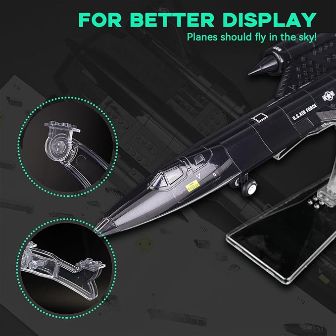 ArtorBricks SR-71 Reconnaissance Blackbird Airplane Military Building Set with Display Stand - 183Piece Model Kit for Adults Collectors &amp Hobbyists