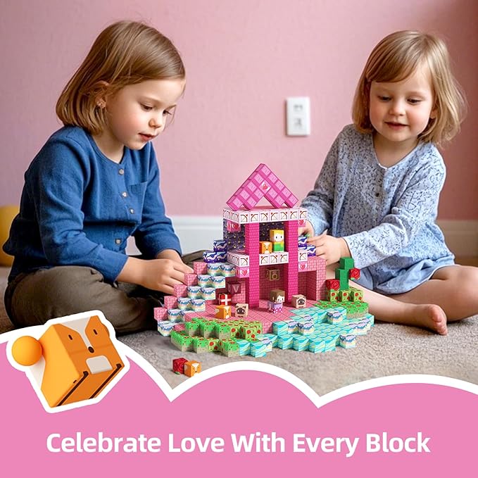 GobiDex 100PCS Magnetic Blocks Princess Building Toys for Girls Age 3+ Game-Based Build MagWonder with STEM Magnet Construction Set Sensory Gifts for Kids Birthday (1 inch)