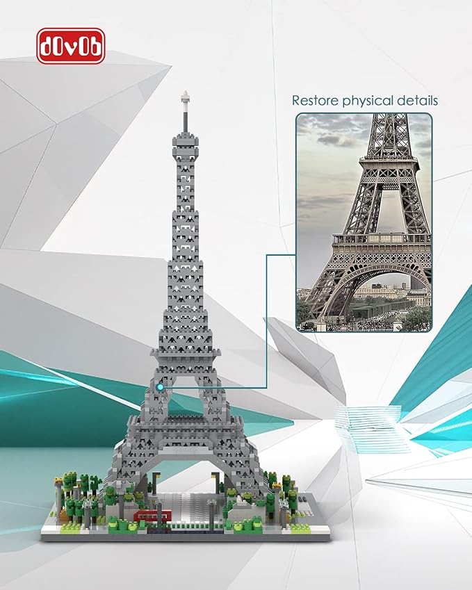 dOvOb Architecture Eiffel Tower Micro Blocks Set 3369 Pieces Mini Bricks 3D Puzzle Toy Gift for Adults and Kids