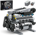 V8 Engine Model Kit That Runs MOC Collectible Mini V8 Engine Building Set with Motor Home Office Decor Ideal Gift for 14+ and Adults Compatible with Lego Set (931 PCS)