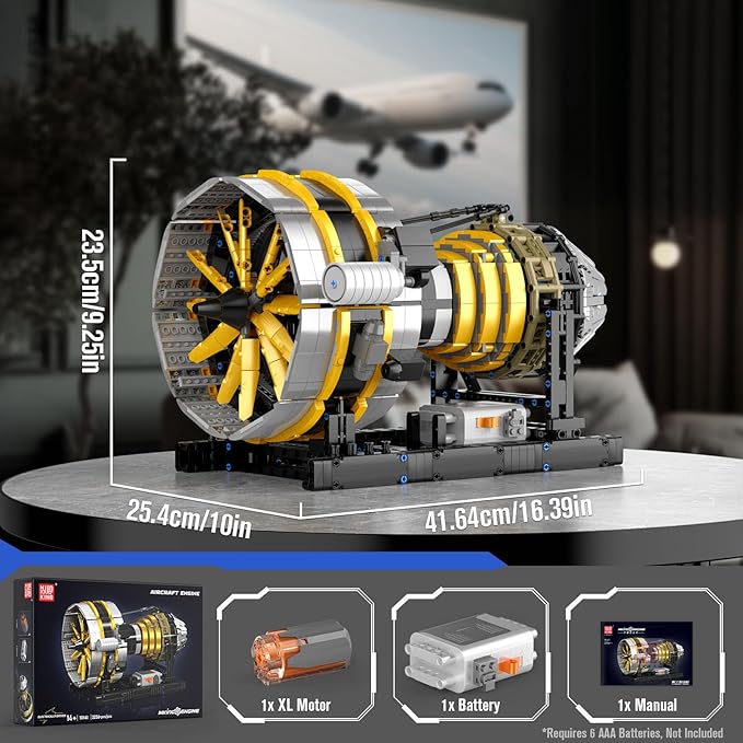 Mould King 10141 Aircraft Engine Model that Works Ideas Transmission Engine Model Toy for Display DIY STEM Project for 14+ Adults/Teens(2256 PCS)