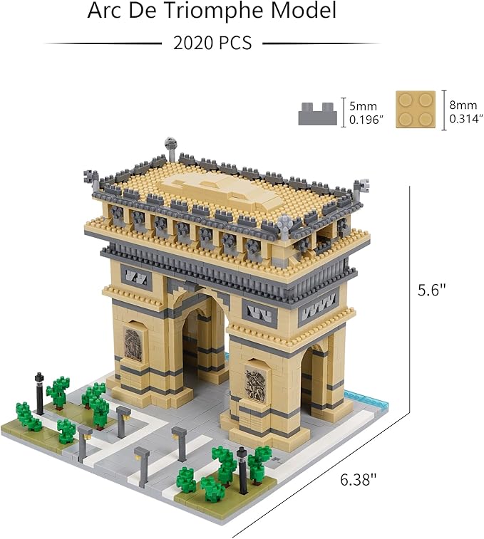 Building Blocks Set Arc De Triomphe Model Micro Building Blocks 2020 PCS Famous Architecture Building Kit Gifts for Kids and Adult