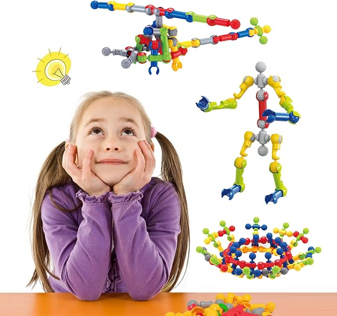 Kids Building Kit STEM Toys 110 Pcs Educational Construction Engineering Building Blocks DIY Learning Set for Ages 3-10 Year Old Boys Girls Best Gift for Children Creative Games Fun Play