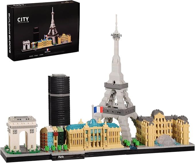Paris Skyline Architecture Adult Building Blocks Set 3680PCS with Eiffel Tower and The Louvre Assembly Collection Micro Bricks 3D Model for Teens Age of 14+