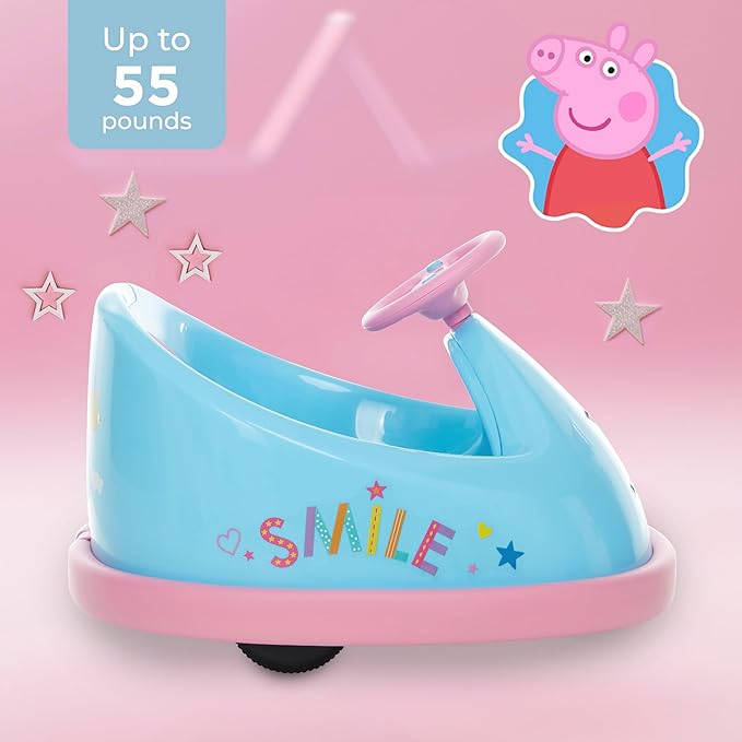 Peppa Pig Bumper Car for Kids 2 Speed Electric Bumper Car Vehicle Toddler Bumper Car with Remote Control and 360 Degree Turning 6V Motor LED Lights Gifts for Toddlers