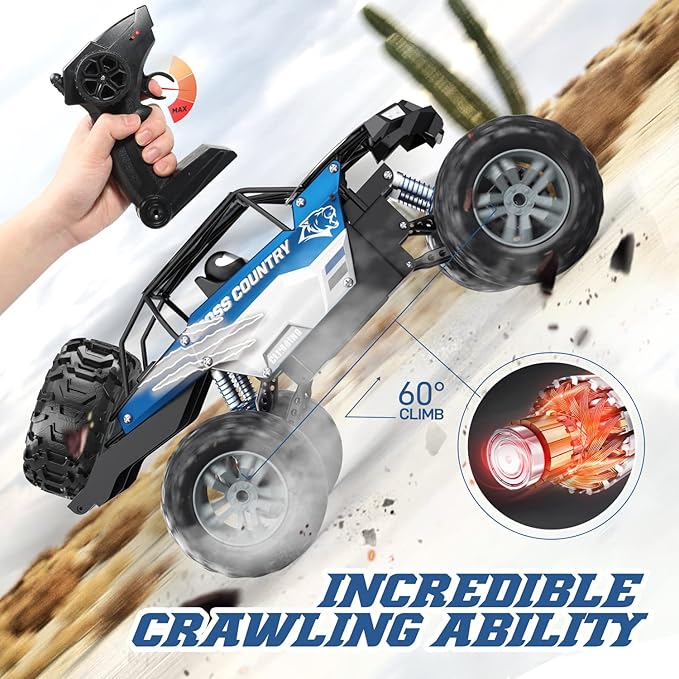 DEERC Large 1:8 Scale Monster Truck for Adults and Boys Upgraded Remote Control Car with Realistic Sound 4WD All Terrain RC Toy with 2 Batteries for 80 Minutes Play