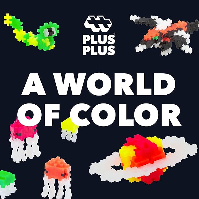 PLUS PLUS Learn to Build Set Interlocking Mini Building Blocks 3D Puzzle Construction Stem Toy for Kids - Glow in The Dark Mix 400 Pieces