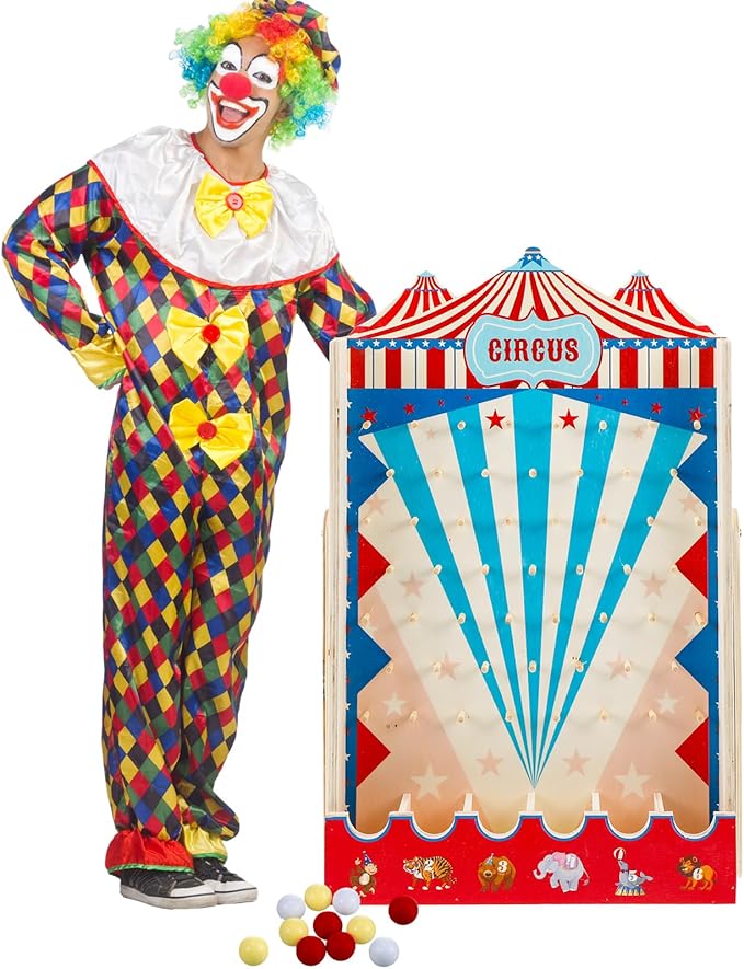 Fulmoon Disk Drop Game with 8 Disks Halloween Carnival Circus Theme Christmas Party Fun Wood Family Board Game for Birthday Party Decorations Supplies Activities(30 x 17.7 Inch)