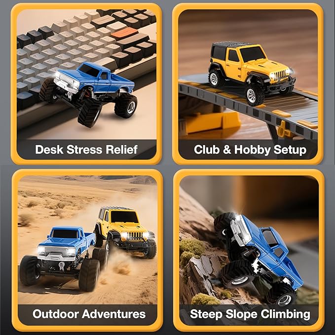 ARRIS 1:36 Mini RC Crawler 4WD Off-Road RC Car with 2.4G Remote Battery &amp Lights RTR for Adults Hobby Gifts (Blue)