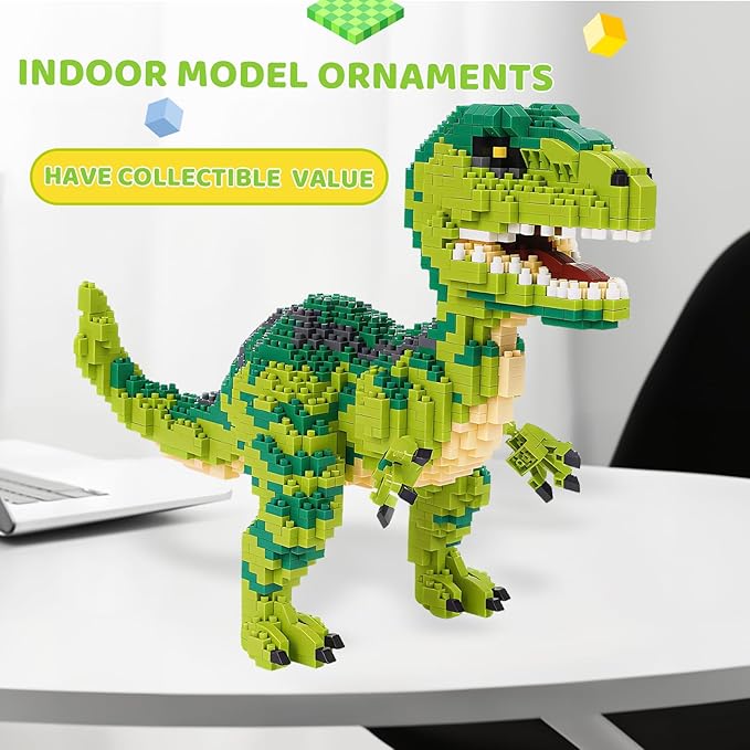 Jurassic Dinosaur Building Blocks Set Dinosaur Velociraptor Micro Mini Blocks Building Toys Dinosaur Model Decor Ideas Birthday Gifts for 8 9 10 11 12 13 14+ Year Old Boys Teens Adults