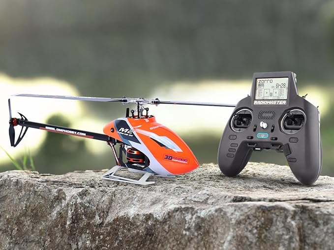 OMPHOBBY M2 EVO MK2 Ready To Fly RC Helicopter Outdoor Dual Brushless Motors Direct-Drive 6CH Remote Control Helicopters for Adults 3D RC Plane with Remote Control Mini Drone RTF White