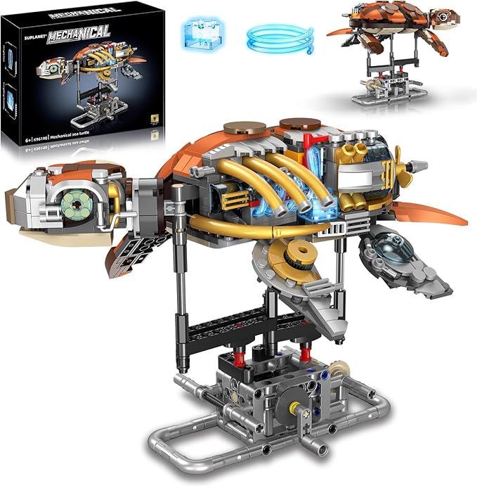 Mechanical Turtle Building Set with Lights Rotatable Link Components &amp Display Stand STEM Building Set for Boys and Girls 8-14 Home Office Decor for Adults Mechanical Enthusiasts（659PCS）