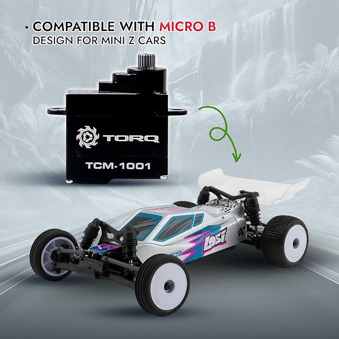 Helidirect TORQ Servo Coreless Micro Servo for Losi Micro B Upgrades Mini Z 1/27 1/28 RC Cars Brushed Mini RC Buggy 1/24 Scale Accessories High Torque Precision Scale (TCM-1001 with Car Horn &amp Mou
