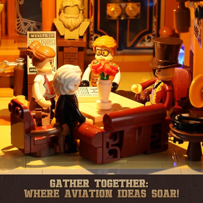 Steampunk Flying Club Lighting Building-Bricks Set - 1871 Pcs Modular Building Blocks Display Collectible Set for Adults