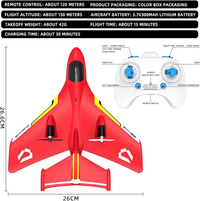 Remote Control Wireless Airplane Toy Gravity Gliders Airplane With Lights Rc Plane For Water Land &amp Air Rc Float Plane 2.4G 2 Channels Rc Remote Control Fighter Model Toy For Adults Kids (Blue