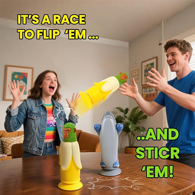 Banana Momkey vs sharkman: Flippin' Fun Party Game You'll Ever Play for Family Adults - Perfect Christmas Parties Game Night | Bonus Content Included
