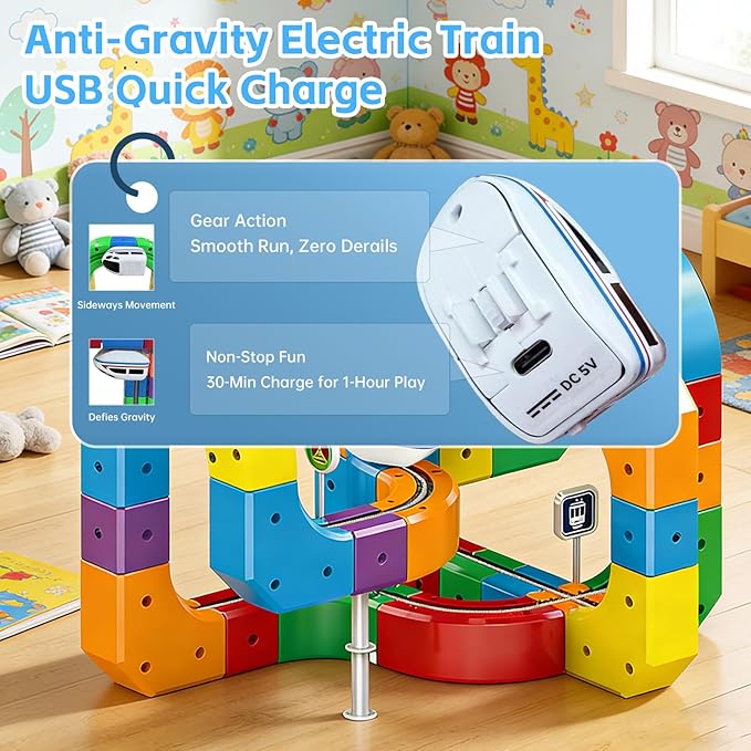 Electric Train Set 3D Magic Flexible Race Tracks for Kids Ages 3-8 81PCS Anti Gravity Race Track with Car STEM Educational Building Toy Gift for Boys &amp Girls