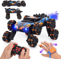 HuiJuKeJi Gesture Sensing RC Stunt Car Toy for Kids 2.4GHz Remote Control Car Toy 1:18 8WD Hand-Controlled Vehicle with Auto Demo Spray Lights and Music for Birthday Ages 6-14