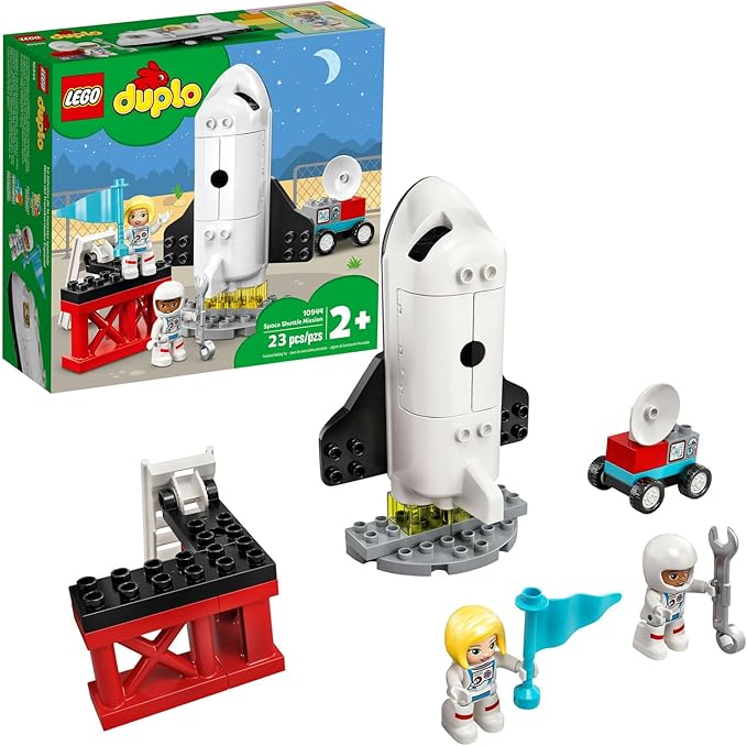 LEGO DUPLO Town Space Shuttle Mission Rocket Toy 10944 Set for Preschool Toddlers Age 2-4 Years Old with Astronaut Figures