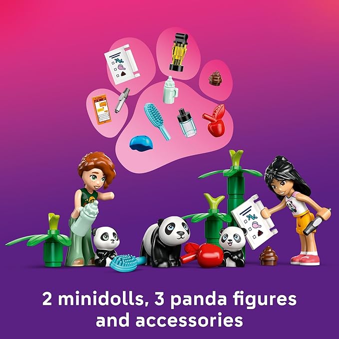 LEGO Friends Panda Sanctuary Animal Care Building Toy - Playset for Girls &amp Boys Ages 7+ - Gift Idea for Birthdays - W/ 2 Minifigures &amp Panda Toys - 42648