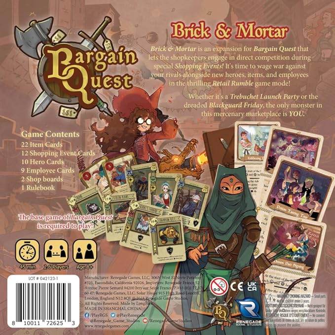 Renegade Game Studios Bargain Quest Brick &amp Mortar Expansion Board Game for Family Game Night 2-6 Players